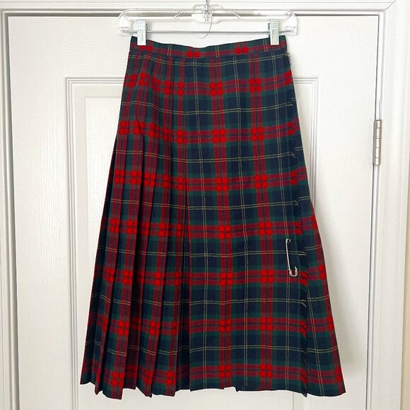 Vintage Tartan Wool Wrap Midi Skirt - Picture 1 of 12